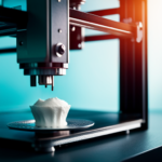 An image of a 3D printer printing a detailed edible item, with a focus on the cleanliness of the printer and the precision of the design
