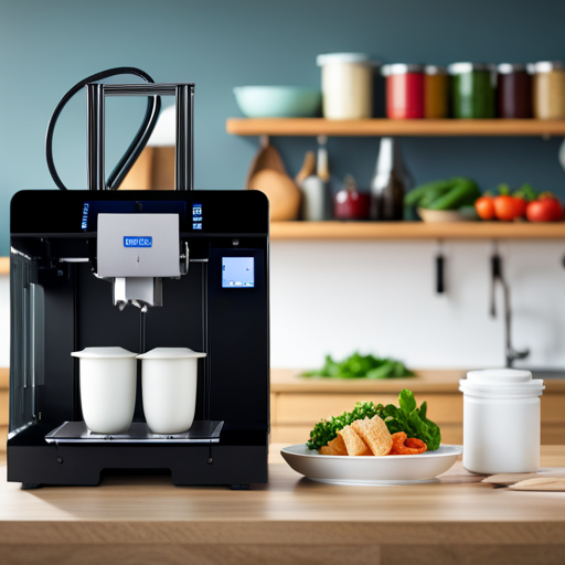 An image of two food 3D printers side by side, one with a price tag and the other with a list of included features