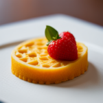 An image of a 3D printed food item, such as a piece of fruit or a cake, with intricate and realistic texture