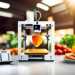 An image of a 3D printer surrounded by various food ingredients, with arrows indicating the complex supply chain process