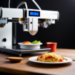 An image of a 3D printer creating a detailed, miniature version of a traditional recipe, such as a family heirloom cookbook or a cherished family dish, to represent the preservation of traditional recipes through technology