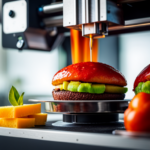 An image of a 3D printer in action, extruding layers of food with precision and detail