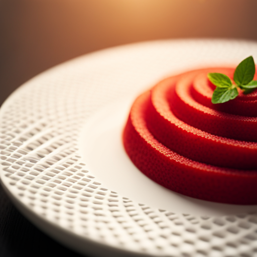 An image of a 3D printed food dish with intricate textured patterns, showcasing the role of texture in enhancing visual appeal and presentation