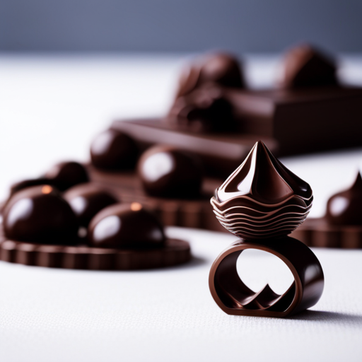 An image of a 3D printed chocolate sculpture with intricate details and smooth, glossy surfaces