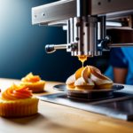 An image of a 3D printer extruding intricate, delicate pastry designs onto a baking sheet