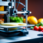 An image of a 3D printer layering intricate food ingredients to form a visually appealing and mouth-watering dish