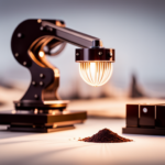An image of a 3D printer extruding intricate designs with smooth, glossy chocolate