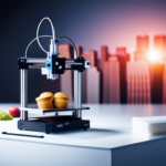 An image of a 3D printer producing food items, with a detailed overlay of various regulatory documents, guidelines, and laws surrounding food 3D printing